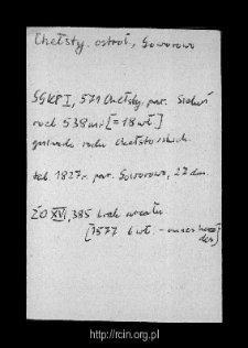 Chełsty. Files of Ostroleka district in the Middle Ages. Files of Historico-Geographical Dictionary of Masovia in the Middle Ages