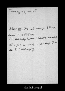 Troszyn. Files of Ostroleka district in the Middle Ages. Files of Historico-Geographical Dictionary of Masovia in the Middle Ages