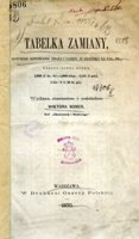 Tabelka zamiany dawnego notowania zboża i nasion w Gdańsku na tal. pr. według nowej normy 2,000 U Zw. Cel. = 1,000 kilogr. = 2,525 U pols. (1 kil. = 2 U 20 łut pol.)