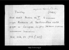 Andrzejki-Tyszki. Files of Historico-Geographical Dictionary of Masovia in the Middle Ages. Files of Lomza district in the Middle Ages