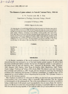 The biomass of game animals in Nairobi National Park, 1960-66