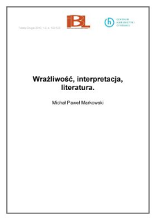 Wrażliwość, interpretacja, literatura