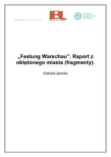 Festung Warschau. Raport z oblężonego miasta (fragmenty)