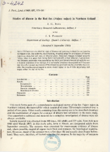 Studies of disease in the Red fox (Vulpes vulpes) in Northern Ireland