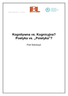 Kognitywna vs. Kognicyjna? Poetyka vs. "Poietyka"?