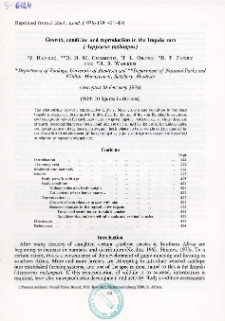 Growth, condition and reproduction in the Impala ram (Aepyceros melampus)