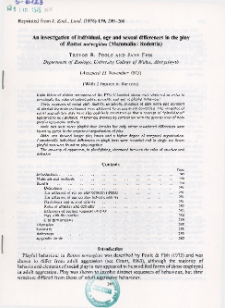 An investigation of individual, age and sexual differences in the play of Rattus norvegicus (Mammalia: Rodentia)