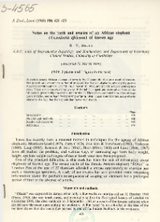 Notes on the teeth and ovaries of an African elephant (Loxodonta africana) of known age