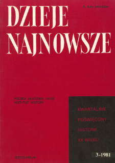 Dzieje Najnowsze : [kwartalnik poświęcony historii XX wieku] R. 13, z. 3 (1981), Title pages, Contents