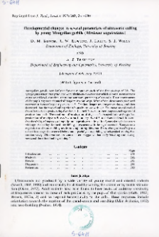 Developmental changes in several parameters of ultrasonic calling by young Mongolian gerbils (Meriones unguiculatus)