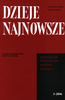 Dzieje Najnowsze : [kwartalnik poświęcony historii XX wieku] R. 38 z. 3 (2006), Strony tytułowe, Spis treści