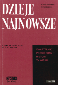 Dzieje Najnowsze : [kwartalnik poświęcony historii XX wieku] R. 25 z. 1 (1993), Title pages, Contents
