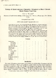 Ecology of Myotis nigricans (Mammalia: Chiroptera) on Barro Colorado Island, Panama Canal Zone