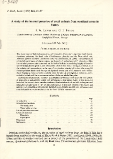 A study of the internal parasites of small rodents from woodland areas in Surrey