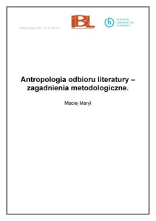 Antropologia odbioru literatury – zagadnienia metodologiczne