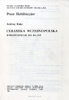 Ceramika wczesnopolska : wprowadzenie do badań