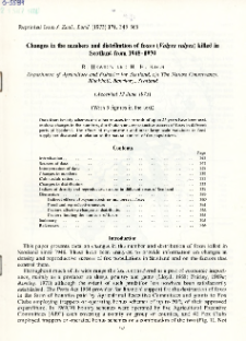 Changes in the numbers and distribution of foxes (Vulpes vulpes) killed in Scotland from 1948-1970