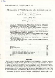 The transmission of 125I labelled globulins to the circulation in young rats