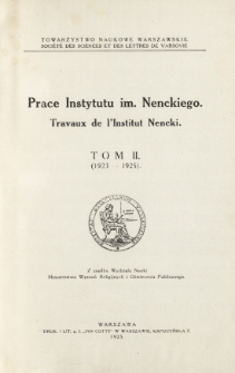 Prace Instytutu im. M. Nenckiego, Tom 2 Nr 2/3