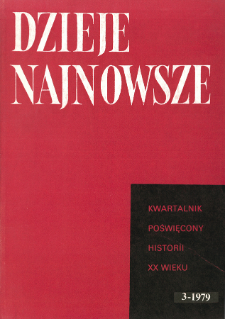 Dzieje Najnowsze : [kwartalnik poświęcony historii XX wieku] R. 11 z. 3 (1979), Strony tytułowe, spis treści