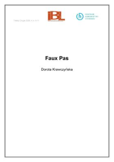 Faux Pas (wstęp)