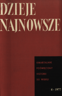 Dzieje Najnowsze : [kwartalnik poświęcony historii XX wieku] R. 9 z. 4 (1977), Title pages, Contents