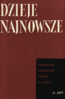 Dzieje Najnowsze : [kwartalnik poświęcony historii XX wieku] R. 9 z. 3 (1977), Strony tytułowe, Spis treści
