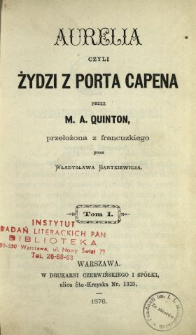 Aurelia czyli Żydzi z Porta Capena. T. 1