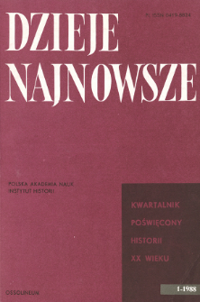 Dzieje Najnowsze : [kwartalnik poświęcony historii XX wieku] R. 20 z. 1 (1988), Title pages, Contents