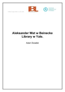 Aleksander Wat w Beinecke Library w Yale