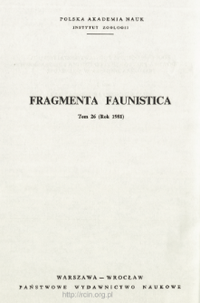 Fragmenta Faunistica - Strony tytułowe, spis treści - t. 26, nr. 1-32 (1981)