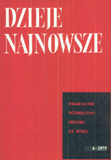 Dzieje Najnowsze : [kwartalnik poświęcony historii XX wieku] R. 7 z. 4 (1975), Title pages, Contents