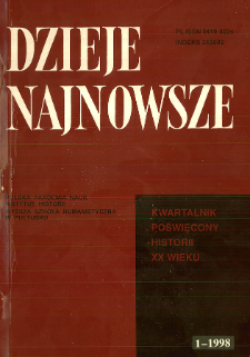 Dzieje Najnowsze : [kwartalnik poświęcony historii XX wieku] R. 30 z. 1 (1998), Title pages, Contents