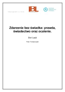 Zdarzenie bez świadka: prawda, świadectwo oraz ocalenie