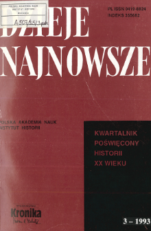 Dzieje Najnowsze : [kwartalnik poświęcony historii XX wieku] R. 25 z. 3 (1993), Title pages, Contents