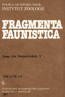 Fragmenta Faunistica - Strony tytułowe, spis treści - t. 31, nr. 1-11 (1987)
