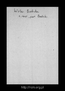 Wólka Babska. Files of Biala Rawska district in the Middle Ages. Files of Historico-Geographical Dictionary of Masovia in the Middle Ages