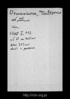 Domaniewice. Files of Biala Rawska district in the Middle Ages. Files of Historico-Geographical Dictionary of Masovia in the Middle Ages
