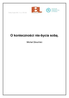 O konieczności nie-bycia sobą