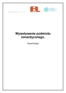 Wywoływanie podmiotu romantycznego