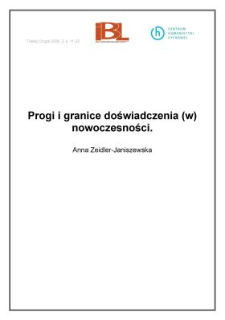 Progi i granice doświadczenia (w) nowoczesności