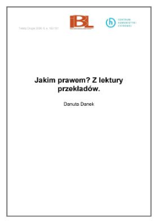 Jakim prawem? Z lektury przekładów