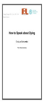 How to Speak about Dying