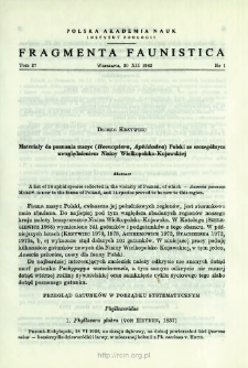 Materiały do poznania mszyc (Homoptera, Aphidodea) Polski ze szczególnym uwzględnieniem Niziny Wielkopolsko-Kujawskiej