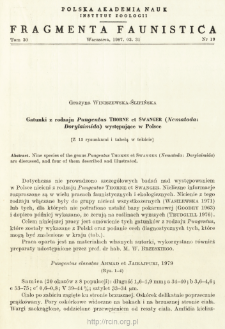 Gatunki z rodzaju Pungentus Thorne et Swanger (Nematoda: Dorylaimida) występujące w Polsce