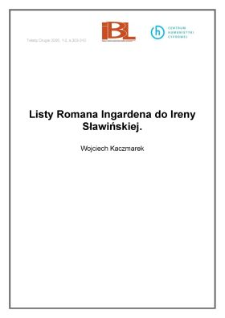 Listy Romana Ingardena do Ireny Sławińskiej