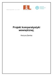 Projekt komparatystyki wewnętrznej