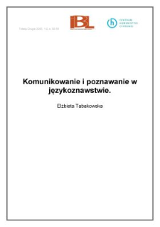 Komunikowanie i poznawanie w językoznawstwie