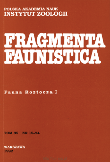 Fragmenta Faunistica - Strony tytułowe, spis treści - t. 35, nr. 15-24 (1992)