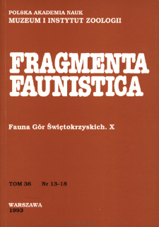 Fragmenta Faunistica - Strony tytułowe, spis treści - t. 36, nr. 12-18 (1993)